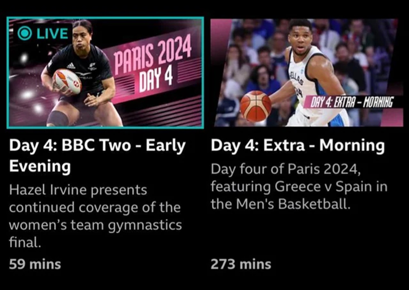 BBC iPlayer sports streaming interface