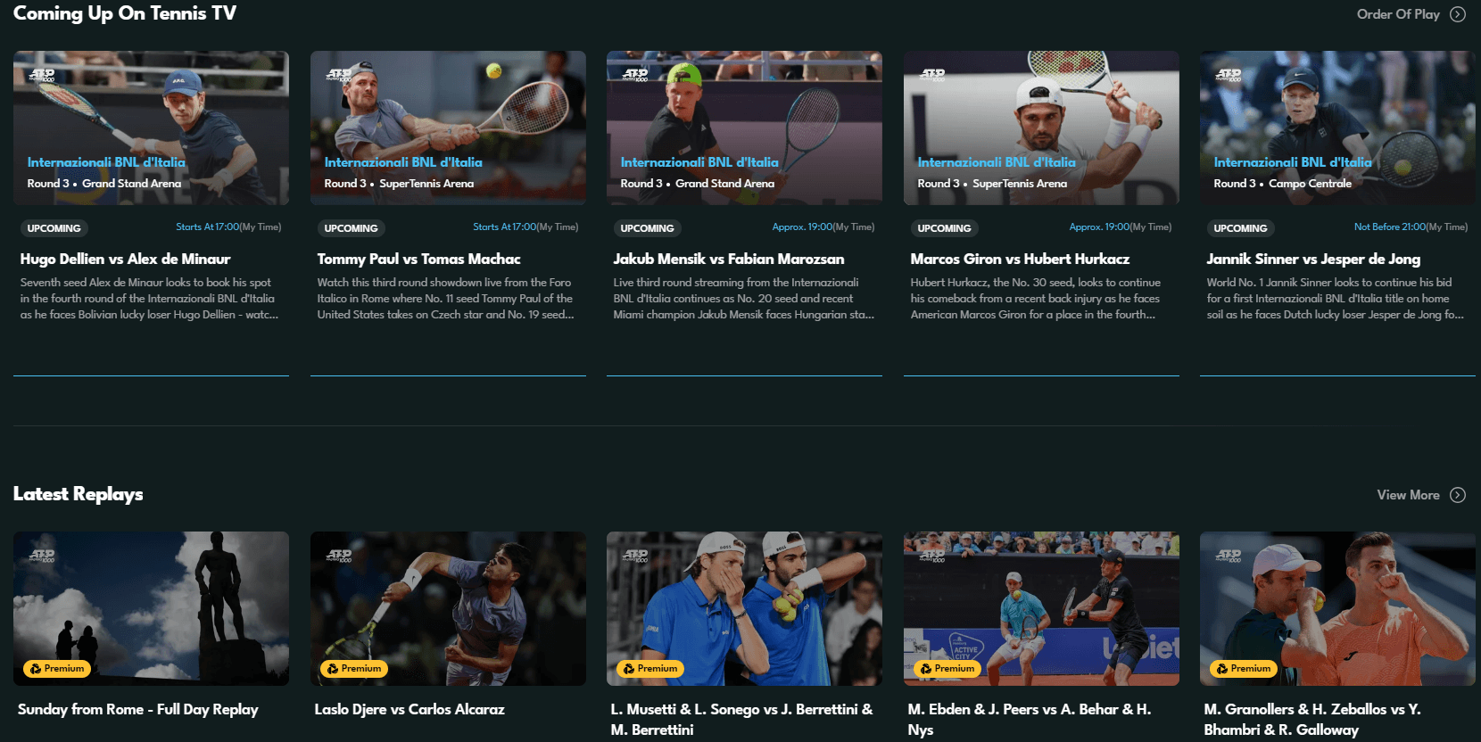 Tennis TV 網球直播平台