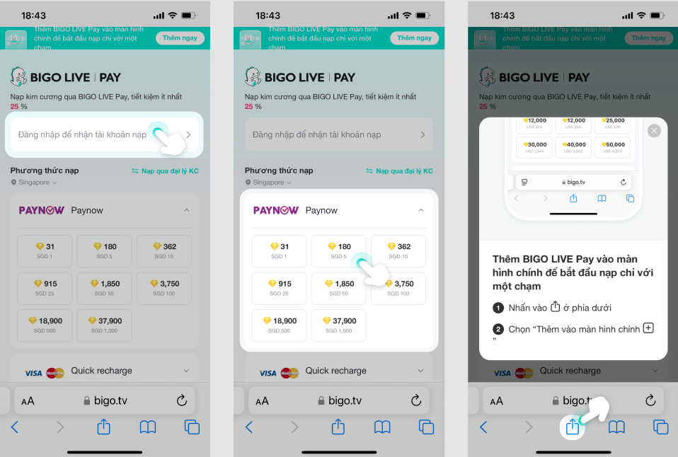 Hướng dẫn nạp tiền Bigo Live