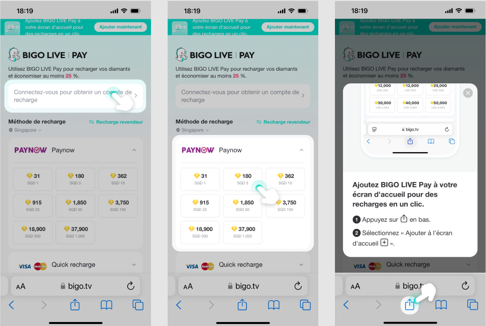 Guide recharge Bigo Live étape par étape
